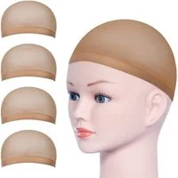 LuxusKollektion Haarnetz Haarnetz Wig Cap 4 Stk. Dehnbare Nylon Perücke Kappen Beige
