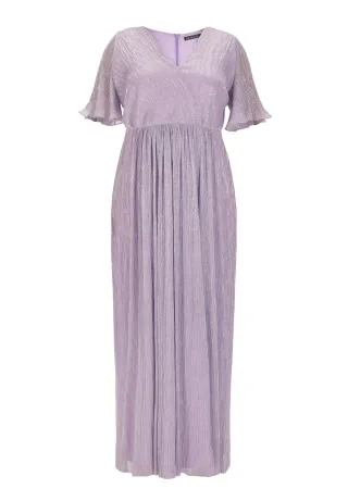 SWING - Curve / Plissiertes Cocktailkleid mit Flügelärmeln fashion lilac - Gr. - 56