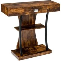 COSTWAY Konsolentisch, Schmal mit Schubladen & Ablagen, Flurtisch Holz