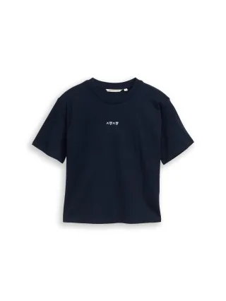 Denim Tom Tailor - Boxy Fit T-Shirt mit Stickerei sky captain blue - Gr. - XS