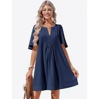 Imily Bela Minikleid Damen Lockeres Kleid mit V-Ausschnitt & Trompetenärmeln (Packung, 1-tlg., 1per-Pack) Mit Seitentaschen