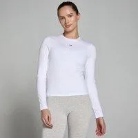MP Damen Basics Körperbetontes Langarm-T-Shirt – Weiß - S