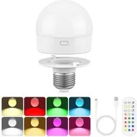 MUPOO LED Nachtlicht LED Glühbirne USB Dimmbar, Schranklicht E27 Akku Aufladbar Batterie, RGB, LED fest integriert, Fernbedienung mit Wiederaufladbare & Timing
