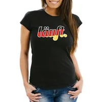 MoonWorks Print-Shirt Damen WM-Shirt Läuft - Deutschland Fußball Fan-Shirt mit Print