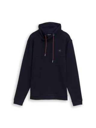 Tom Tailor - Snood Langarmshirt mit Logo-Badge sky captain blue - Gr. - M