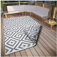 OTTO home Teppich Ronda Wendeteppich, rechteckig, Höhe: 5 mm, Sisal-Optik, Flachgewebe, In- und Outdoor, geometrisches Boho Design