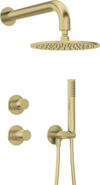 Neuesbad Serie 600 Unterputz Dusch-Set mit Kopfbrause Neuesbad Serie 600 Hexa gold gebürstet NB1DENHS_R9YK1