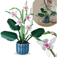 LEGO® Bausteine Orchidee, kompatibel mit LEGO, Blumen im Topf, 711 Stk. Konstruktionsspielsteine