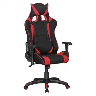 Drehstuhl Bürostuhl Chefsessel GAMING 1- Stoff Schwarz / Rot