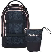 Satch Schulranzen Schulrucksack-Set PACK Midnight Jungle 2-teilig (2-teilig), ergonomisch, Your-Size-System, 5 Fächer