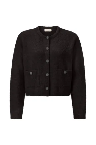 Rich & Royal - Crew-Neck Cardigan Bouclé black - Gr. - M