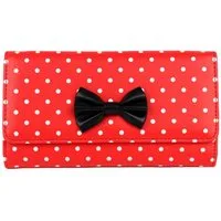 Schompi Geldbörse XXL Vintage Geldbeutel Polka Dots Muster Schleife, Punkten Rockabilly, 50er Jahre Portemonnaie Gepunktet