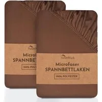 NatureMark Spannbettlaken 2er-Set Mikrofaser Spannbetttuch, Polyester, Gummizug: rundum, (2 Stück), Schokobraun)