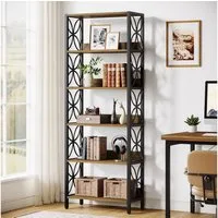 Tribesigns Bücherregal Regal mit 6 Ebenen, 180 cm, industrieller Metallrahmen