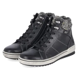 Remonte Schnürstiefeletten - Gr. 36 - Schwarz - Leder & Textil