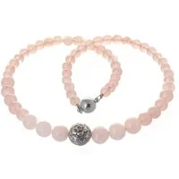 Bella Carina Perlenkette Rosenquarz u. Silberperle, Rosenquarz mit Silber Perle
