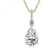 ROUGEMONT Silberkette Funkelnde Moissanit Damen Halskette Birnenschliff 925 Sterling Silber, Echtschmuck mit Echtheitszertifikat