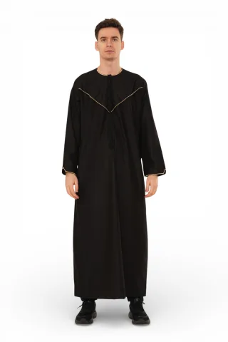 Herren Ramadan Schwarze marokkanische Jubba-Robe Djellaba Eid Thobe – TT-007