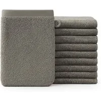 Blumtal Waschhandschuh 10er Set aus Frottee 15x20 cm - weich und saugstark, (Set), mit modischer Bordüre und praktischer Aufhängeschlaufe, 100% Baumwolle