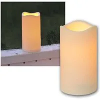 STAR TRADING LED-Kerze LED Kerze, Höhe 15cm, mit Timer, Ø7,5cm, für Außen, orange/amber