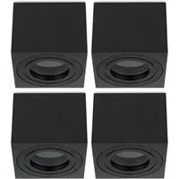Sweet LED Aufbauleuchte 4 stück Bad eckig flach Aluminium schwarz IP44 deckenspot badezimmer, Aufbaustrahler LED, Aufbauspot, Deckenstrahler