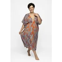 Ulla Popken Strandkleid Kaftan Schlangenmuster V-Ausschnitt Halbarm