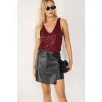 No Matter What Blusentop Paillettenbluse mit V-Ausschnitt