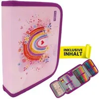 itenga Federmäppchen itenga Schüler-Etui Mäppchen Regenbogen Rainbow Dreams 28 teilig 1-Zip