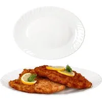 MamboCat Servierplatte 2x Servierplatte Arkona oval LxB 30x23cm Opalglas weiß Buffet-Teller, Glas