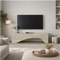 moebel17 Lowboard moebel17 TV Lowboard 150 cm Travertin-Optik Stein Beige (Einzelmöbel, 1 St., Besteht aus 1 TV Lowboard), Pflegeleichte Oberfläche, Granitoptik