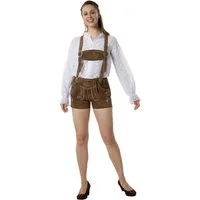 dressforfun Trachtenhose Kurze figurbetonte Lederhose vom Rind für einen modernen (Damenhose Josie, für Volksfeste in Hellbraun) robust, weich, pflegeleicht und langlebig, Stickereien, Knochenknöpfe