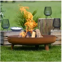 Czaja Feuerschale Feuerschale Bonn 80 cm Stahl Rostoptik, Feuerstelle für Garten, Ø 80 cm, kippsicherer Stand mit 3 festen Beinen
