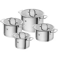 Zwilling Topf-Set TrueFlow, Edelstahl (Set, 4-tlg), 18/10 Edelstahl, integrierte Siebfunktion, Induktion, 4-tlg.