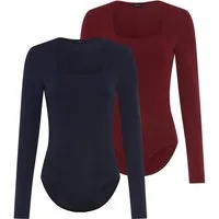 Laura Scott Langarmbody (Packung, 2er-Pack) mit Karree-Ausschnitt, sehr figurbetont