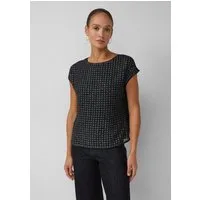 s.Oliver Kurzarmbluse Bluse Bluse im Fabricmix mit Spitze aus Glitzergarn