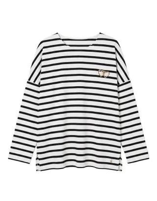 des petits hauts - Gestreiftes Langarmshirt schwarz/weiß