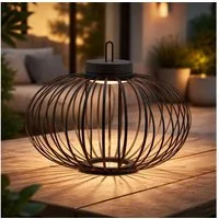 JUST LIGHT LED Außen-Tischleuchte, LED-Leuchtmittel fest verbaut, Warmweiß, Tischlampe Pendelleuchte Außen Innen LED Touchdimmer Akku D 46 cm