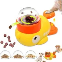 HEYHIPPO Futterspender Entenförmiger Futterspender interaktiv für Hunde–Intelligenzspielzeug, 2-in-1 Slow Feeder– Leckerli Spender mit rotierendem Fach, für Katzen