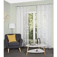 HOME WOHNIDEEN Gardine AIDINA (1 St), Bindebänder, halbtransparent, Leinenstruktur, Bindebänder, bestickt, Leinenstruktur