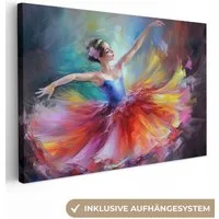OneMillionCanvasses® Leinwandbild Malerei - Ölfarbe - Tanz - Ballerina, Fotodruck (1 St), Leinwand Bilder Klein, Wand Dekoration Aesthetic 30x20 cm