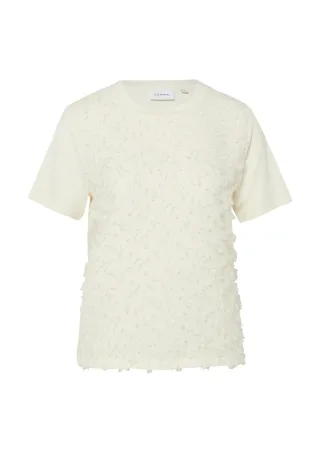 comma - Fabricmix-Shirt mit Effektgarn beige - Gr. - 44