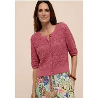 bianca Strickjacke RONA in modischem Ajourmuster in Trendfarbe 'raspberry'