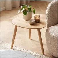 skølm Couchtisch Lodur aus Eiche Massivholz, Holztisch mit 3 Tischbeinen für Wohnzimmer, Wohnzimmertisch 55x38x45 cm, ovale Tischplatte