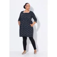 Ulla Popken Longshirt Longshirt A-Linie Tunika-Ausschnitt 3/4-Arm
