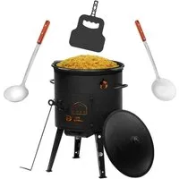 BIG-PAN Feuerstelle Ø49cm Uchag 2mm Stahl 22L Kazan Gusseisen Utschak Außenküche Zubehör, (Kazan Usbekisch Feuerofen, Utschak Kasan Asia Feuerschale)
