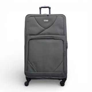 Softshell, leichter grauer Nylon-Reisekoffer mit vier Rädern, Holiday Extra Large Koffer