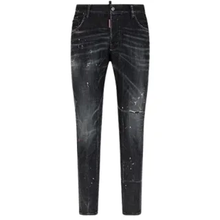 Dsquared2 Cool Guy Jeans Destroyed Paint Splash Wash Schwarze Jeans
