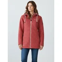 Dry Fashion Wollmantel Amsterdam Damen Wollfleece-Mantel - Fleecemantel Fleecejacke Meliert Windabweisend, 2-Wege-Reißverschluss, Kapuze, Reißverschluss-Taschen