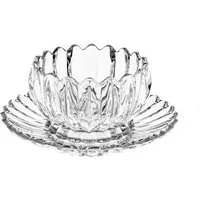 Almina Schale La Fiore Glasschalen mit Unterteller - 12-teiliges Set in Lotus Design, Glas, (Packung, 12-tlg), 6x Schalen, 6x Unterteller