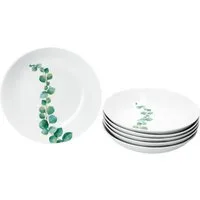 MamboCat Suppenteller 6x Eukalyptus Suppenteller weiß 350ml Porzellan 6 Pers. tiefe Teller
